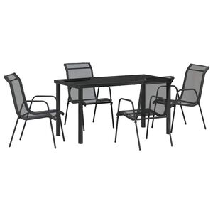 vidaXL Conjunto de Comedor de Jard&iacute;n 5 pcs Negro
