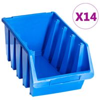 vidaXL Contenedores de almacenaje apilables 14 unidades plástico azul