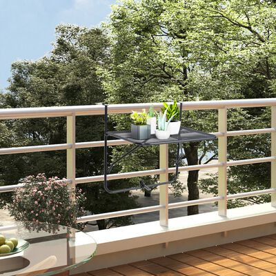 vidaXL Mesa de balcón de acero negro 60x40 cm