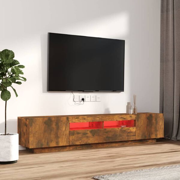 vidaXL Set de muebles TV con LEDS 2 pzas contrachapada roble ahumado