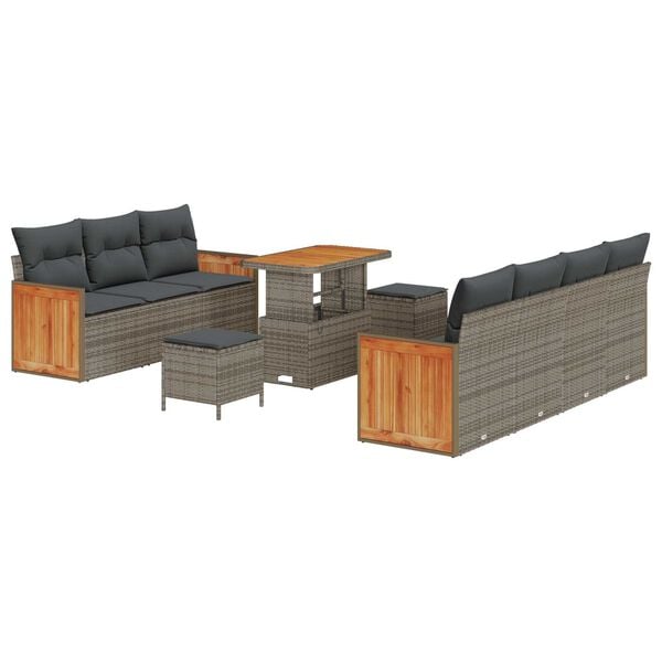 vidaXL Conjunto de sofá de jardín 10 pcs Gris 90 x 55 x 71 cm