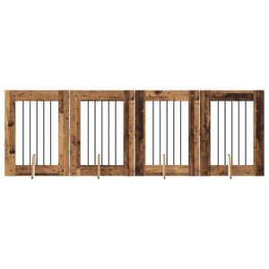 vidaXL Puerta de perro con soportes 4 pcs Madera envejecida 60 x 80 cm