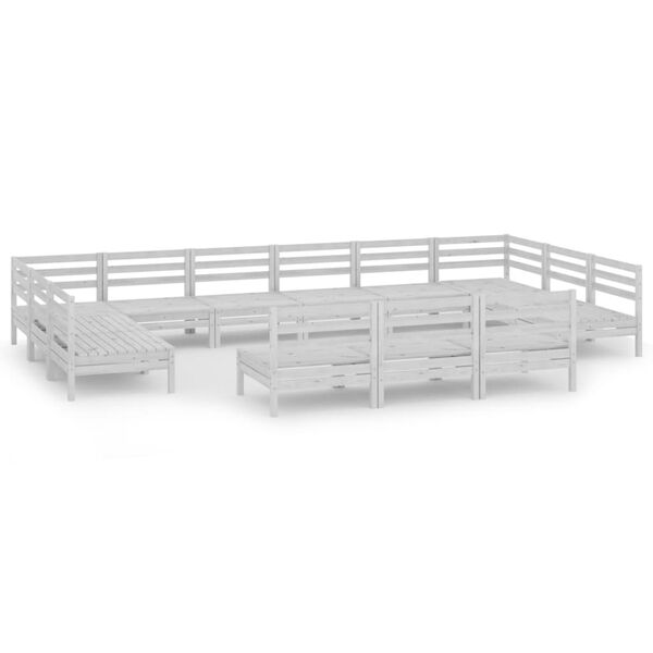 vidaXL Juego de muebles de jard&iacute;n 13 pzas madera maciza de pino blanco