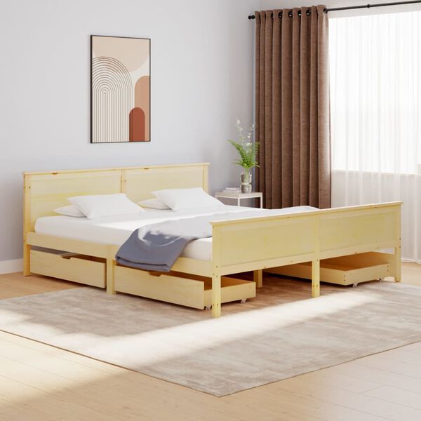 vidaXL Estructura de cama con 4 cajones madera maciza pino 200x200 cm