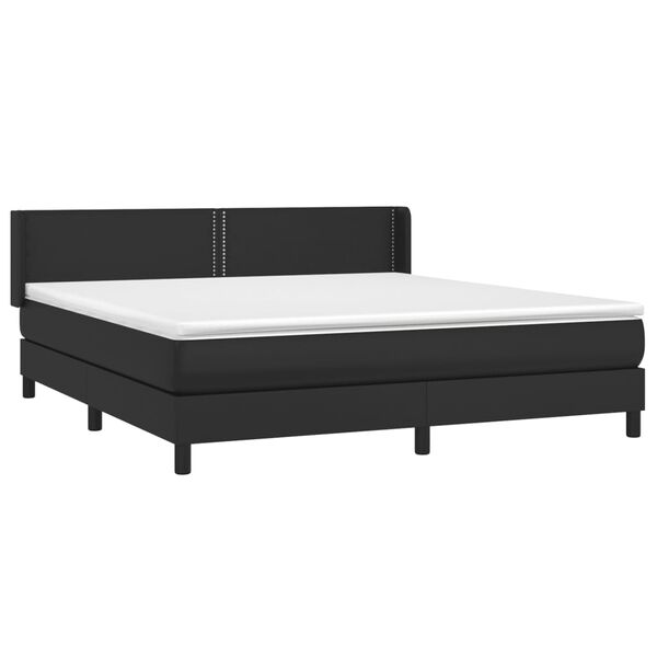 vidaXL Cama box spring con colch&oacute;n cuero sint&eacute;tico negro 180x200 cm