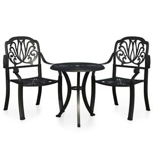 vidaXL Mesa y sillas de bistr&oacute; 3 piezas aluminio fundido negro