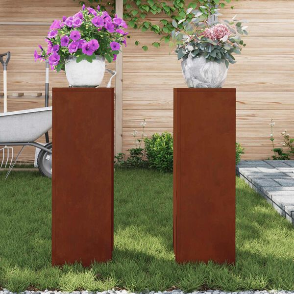 vidaXL Soporte de plantas 2 pcs Oxidado 24 x 24 x 75 cm