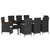 vidaXL Juego de comedor de jard&iacute;n 9 piezas con cojines negro