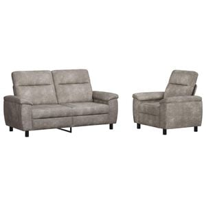 vidaXL Juego de Sof&aacute; 2 pcs Gris Claro Cuero de Suede Sint&eacute;tico