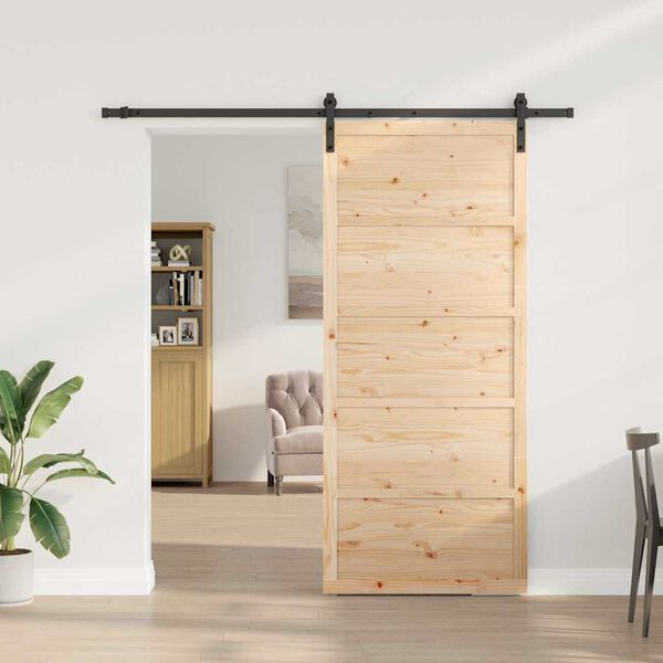 vidaXL Puerta Corredera Marrón 80 x 208 cm Madera de pino macizo