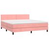 vidaXL Cama box spring colch&oacute;n y LED terciopelo rosa 180x200 cm
