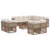 vidaXL Conjunto de sof&aacute;s de jard&iacute;n 12 uds. Beige rat&aacute;n sint&eacute;tico