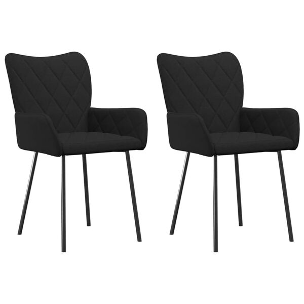 vidaXL Sillas de comedor 2 unidades tela negro
