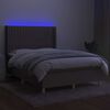 vidaXL Cama box spring colch&oacute;n y luces LED tela gris taupe 140x190 cm