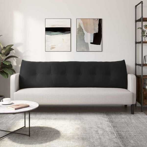 vidaXL Coj&iacute;n de Espalda Negro 180 x 24 x 50 cm Terciopelo