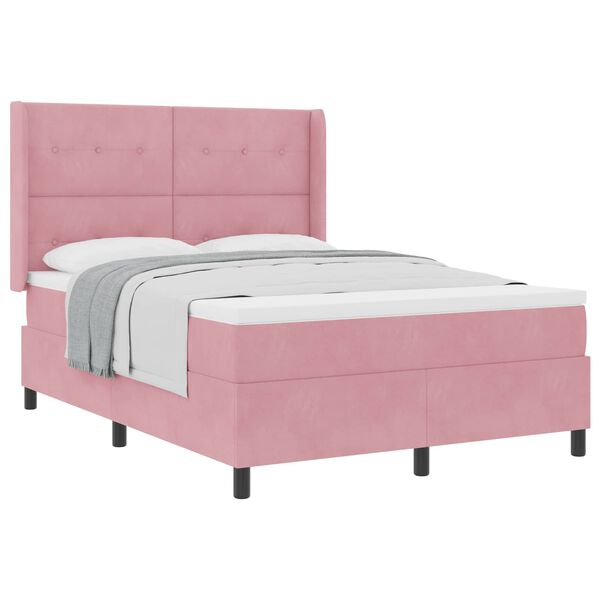 vidaXL Cama tipo Box Spring con colch&oacute;n Rosa 160 x 200 cm Terciopelo