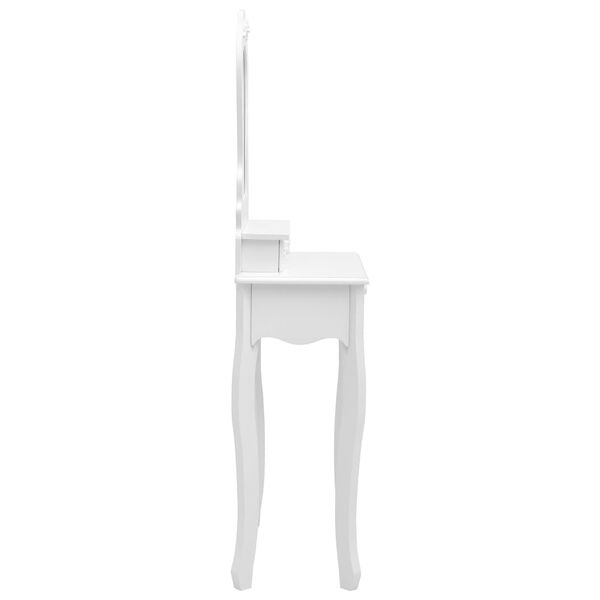 vidaXL Juego de tocador y taburete madera paulownia blanco 50x59x136cm