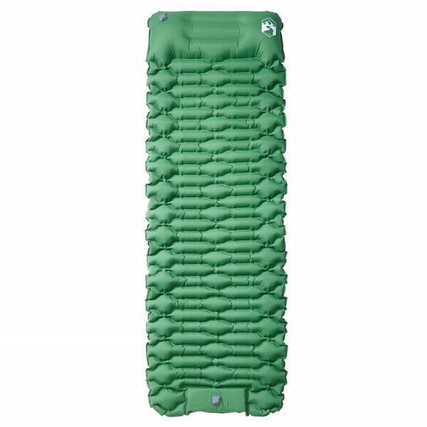 vidaXL Colch&oacute;n de camping autoinflable con almohada 1 persona verde
