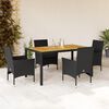 vidaXL Set de comedor jard&iacute;n 5 pzas con cojines rat&aacute;n PE acacia negro