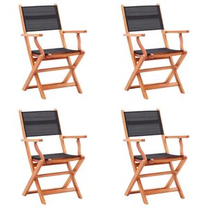 vidaXL Sillas plegables jard&iacute;n 4 uds madera eucalipto textilene negro