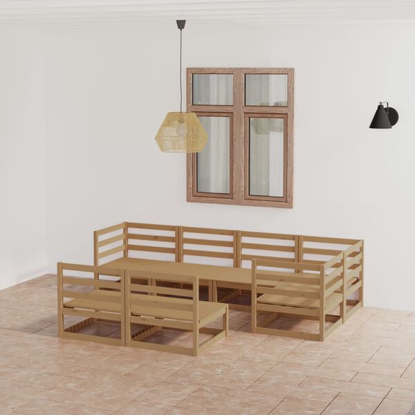 vidaXL Muebles de jard&iacute;n 7 piezas marr&oacute;n miel madera maciza de pino