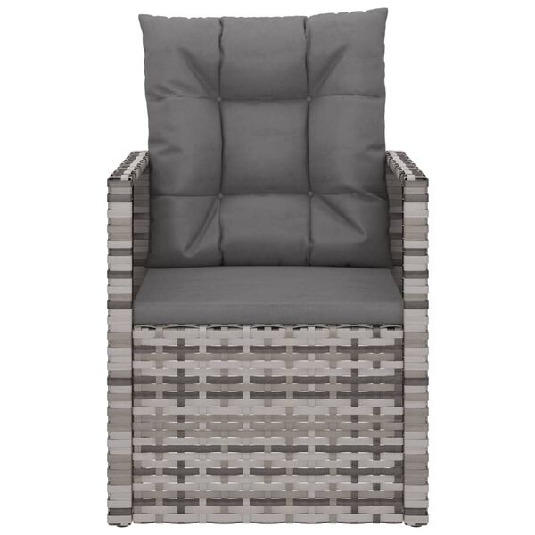 vidaXL Sillón de jardín con cojín ratán sintético gris