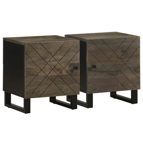 vidaXL Mesitas de noche 2 uds madera maciza de mango negro 40x33x46 cm