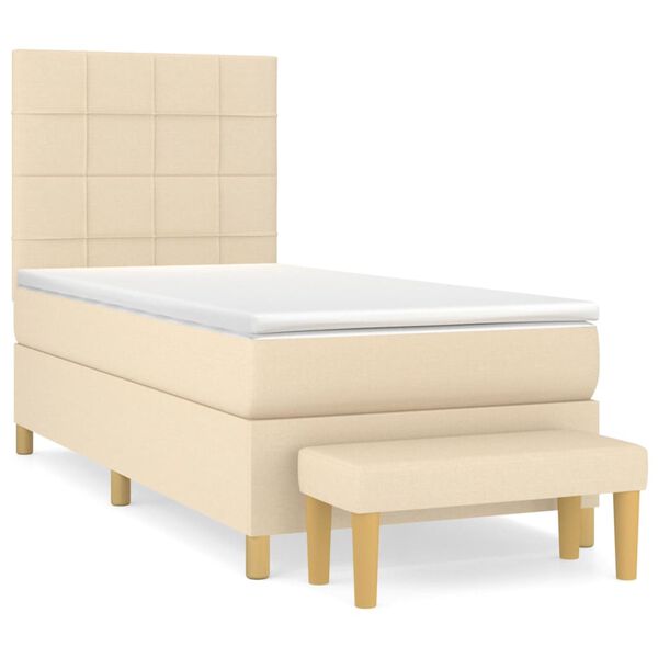 vidaXL Cama box spring con colch&oacute;n tela color crema 80x200 cm