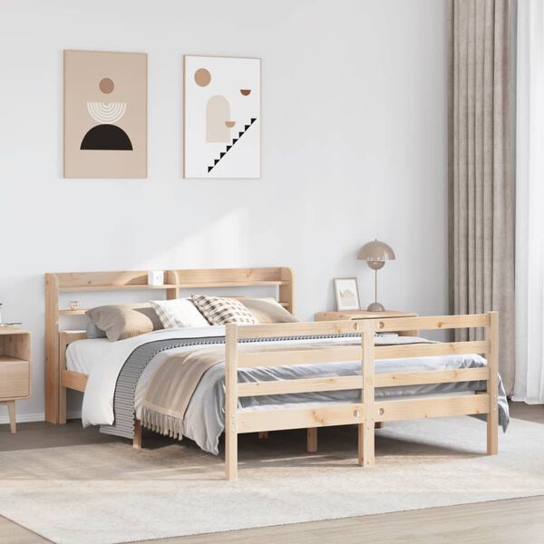 vidaXL Estructura de cama con cabecero madera maciza pino 140x190 cm