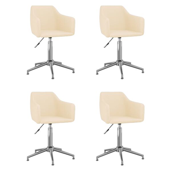 vidaXL Sillas de comedor giratorias 4 unidades tela crema