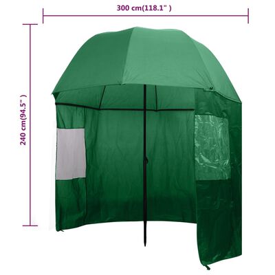 vidaXL Paraguas de pesca verde 300x240 cm