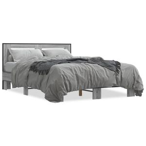 vidaXL Estructura cama madera ingenier&iacute;a metal gris Sonoma 135x190 cm