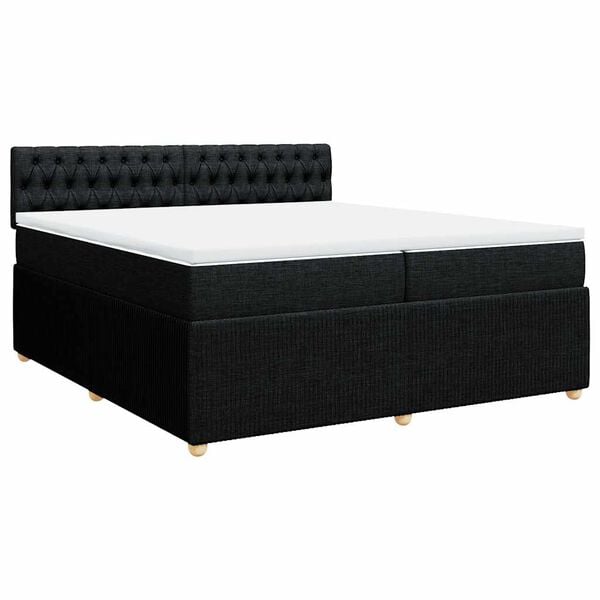 vidaXL Cama box spring con colch&oacute;n tela negro 200x200 cm