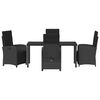 vidaXL Conjunto de Comedor de Jard&iacute;n 5 pcs Negro rat&aacute;n sint&eacute;tico