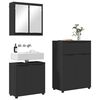 vidaXL Juego de muebles de ba&ntilde;o 3 pcs Negro Madera contrachapada
