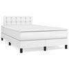 vidaXL Cama box spring con colch&oacute;n cuero sint&eacute;tico blanco 120x200 cm