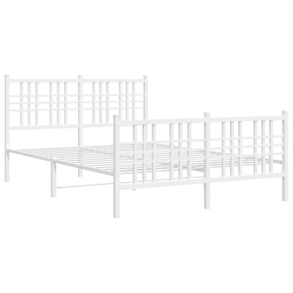 vidaXL Estructura cama sin colch&oacute;n con estribo metal blanco 140x190 cm