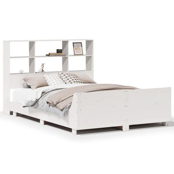 vidaXL Estructura de cama sin colch&oacute;n madera de pino blanca 140x200 cm