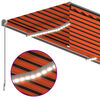 vidaXL Toldo automático persiana LED sensor viento naranja marrón 4x3m