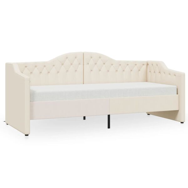 vidaXL Sof&aacute; cama con colch&oacute;n USB de tela crema 90x200 cm