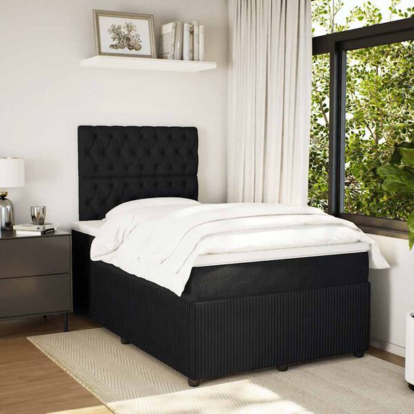vidaXL Cama box spring con colch&oacute;n terciopelo negro 120x190 cm