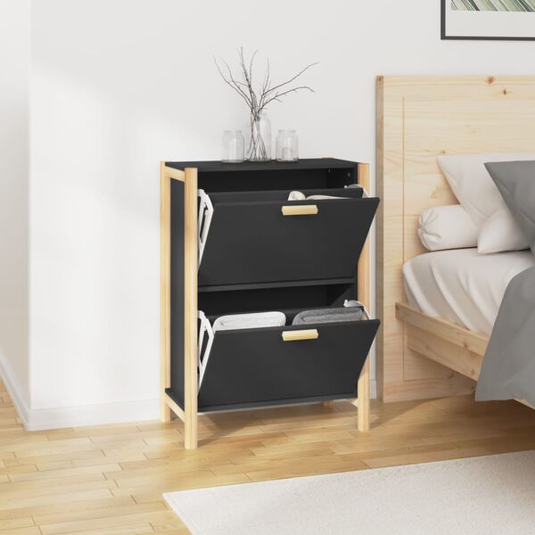 vidaXL Mueble zapatero madera contrachapada negro 57,5x33x80 cm