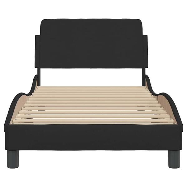 vidaXL Estructura de cama con cabecero Dover tela negro 80x200cm