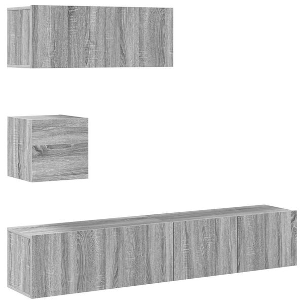 vidaXL Set de muebles para TV 4 pzas madera contrachapada gris Sonoma