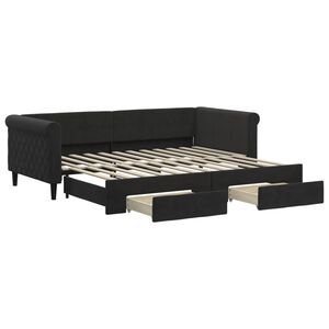 vidaXL Sof&aacute; cama nido con cajones terciopelo negro 90x200 cm