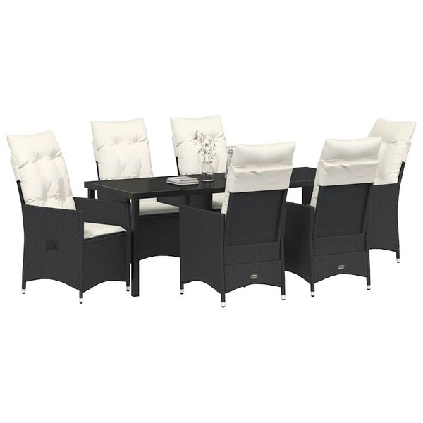 vidaXL Conjunto de Comedor de Jard&iacute;n 7 pcs Negro rat&aacute;n sint&eacute;tico