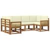 vidaXL Conjunto de sof&aacute;s de exterior con coj&iacute;n 6 pcs Natural y Crema
