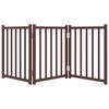 vidaXL Puerta de perros plegable 3 paneles madera abeto marr&oacute;n 150 cm