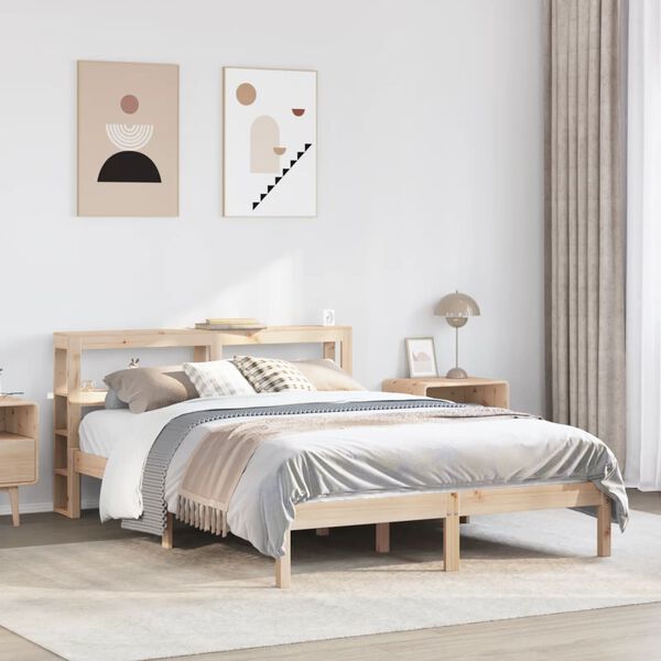 vidaXL Estructura de cama sin colch&oacute;n madera de pino blanco 150x200 cm