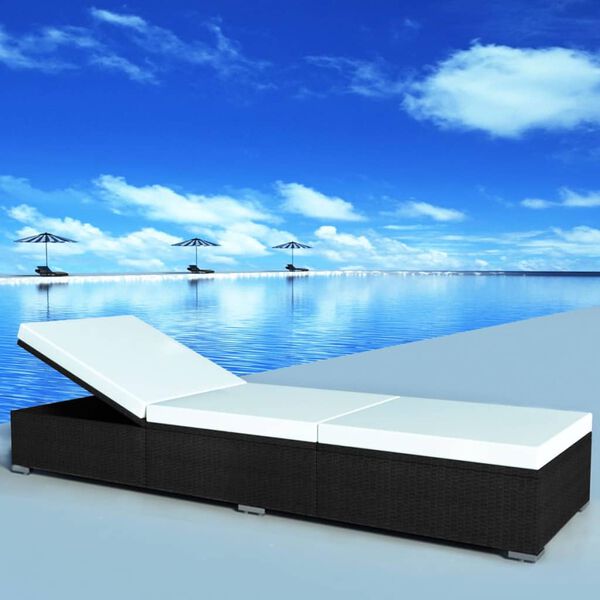 vidaXL Tumbona con coj&iacute;n rat&aacute;n sint&eacute;tico negro